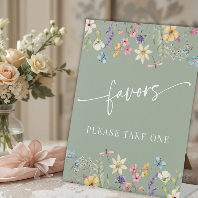 Expositor En L Sage Green Wildflowers Bridal Shower Pedestal Rótu (Subido por el creador)