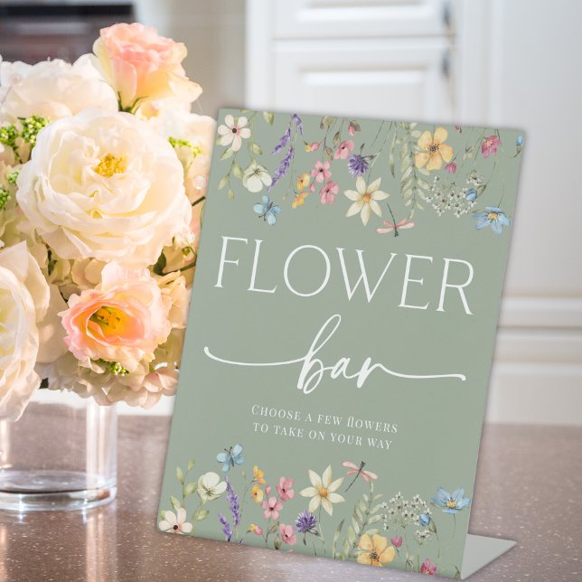 Expositor En L Sage Wildflower Bridal Shower Flower Bar Rótulo (Subido por el creador)