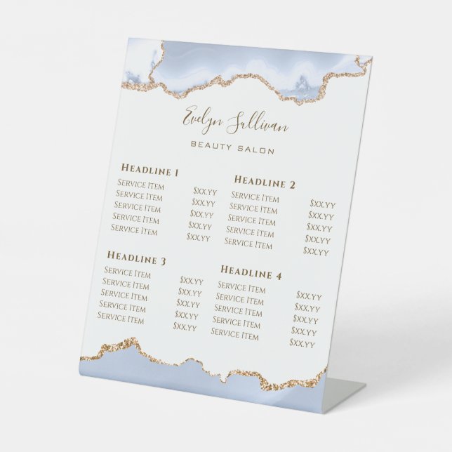 Expositor En L salón de belleza Agate azul pastel (Anverso)