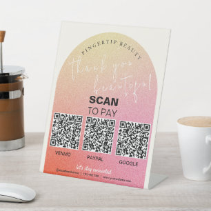 Expositor En L Salón de belleza purpurina QR Código Pago sin cont