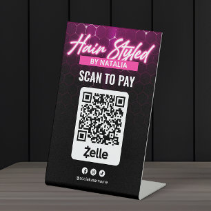 Expositor En L Salón de cabello rosa moderno Zelle escanea para p