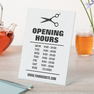 Expositor En L Salón de pelo mostrador de horarios de apertura de
