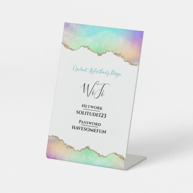 Expositor En L Salón Elegante de Belleza WiFi Internet Password (Anverso)