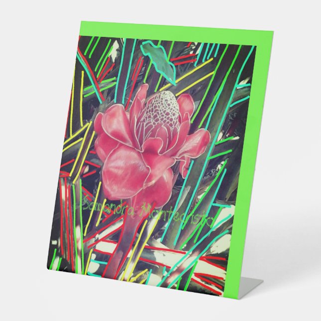 Expositor En L Saltar al Rótulo Pedestal de Arte de Flores Maravi (Anverso)