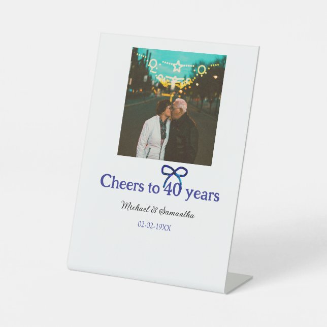 Expositor En L Saludos del arco iris azul a boda de 40 años (Anverso)