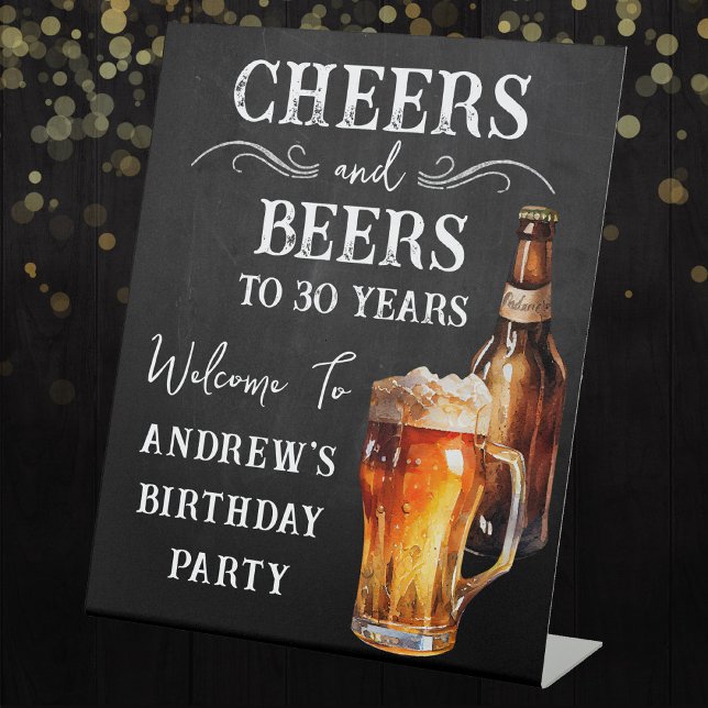 Expositor En L Saludos y cervezas 30 cumpleaños Rótulo Pedestal (Subido por el creador)