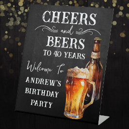Expositor En L Saludos y cervezas 40 cumpleaños Rótulo Pedestal