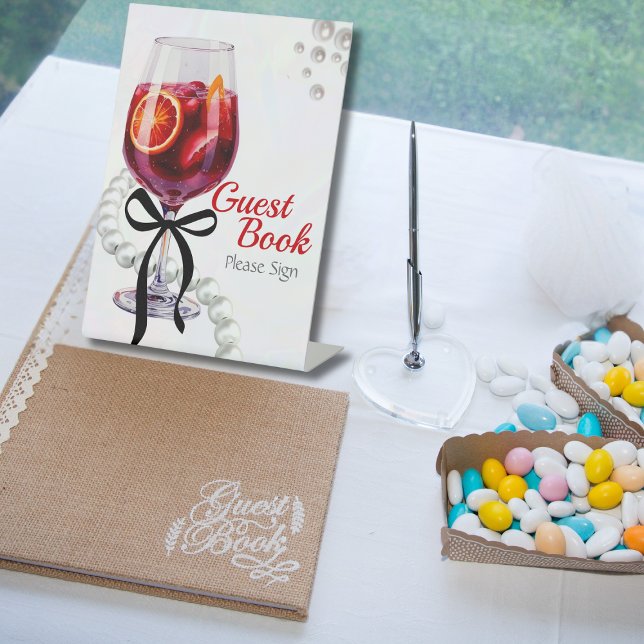 Expositor En L Sangria & Sass Guest Book Ducha de novias Pedestal (Sangria & Sass Guest Book Bridal shower Pedestal Pedestal Sign)