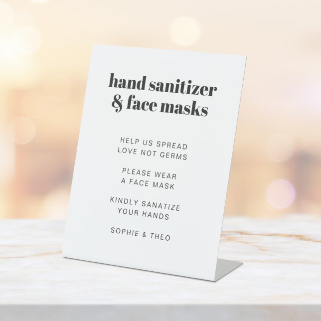 Expositor En L Sanitizador y máscaras faciales | Boda retro moder (Subido por el creador)