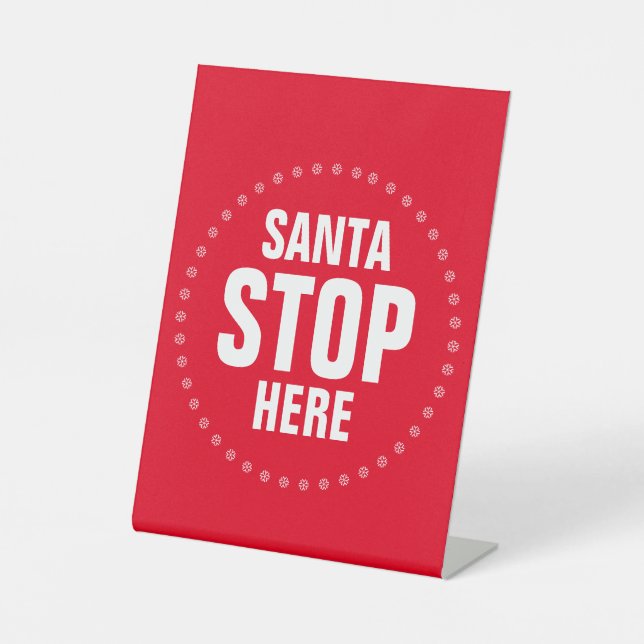Expositor En L Santa Stop Here rojo y blanco lindo (Anverso)
