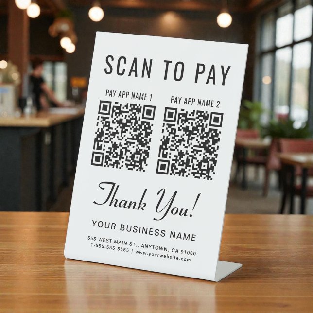 Expositor En L Scan to Pay 2 QR Codes Tabletop (Scan to Pay 2 QR Codes Tabletop Pedestal Sign)