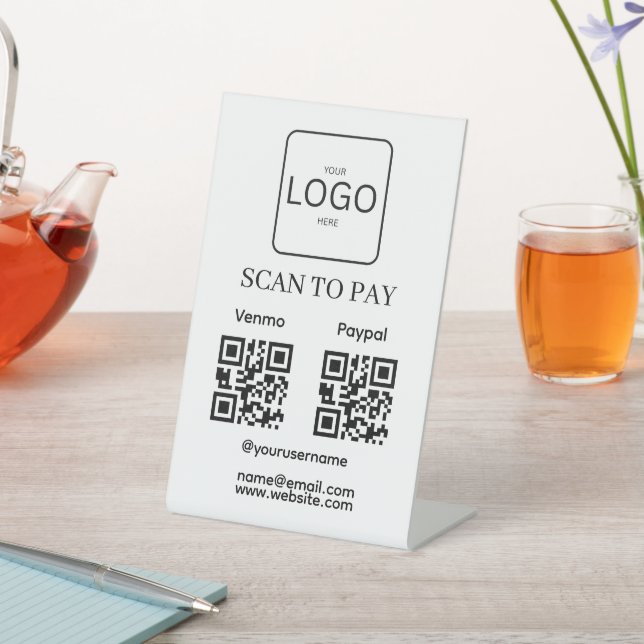 Expositor En L Scan To Pay Business Logo Qr Code Pedestal Sign (In Situ)