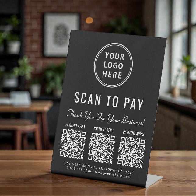 Expositor En L Scan to Pay Multi App QR Code Tabletop (Scan to Pay Multi App QR Code Tabletop Pedestal Sign)