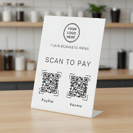 Expositor En L Scan to Pay | Two QR Code Tabletop Business Sign