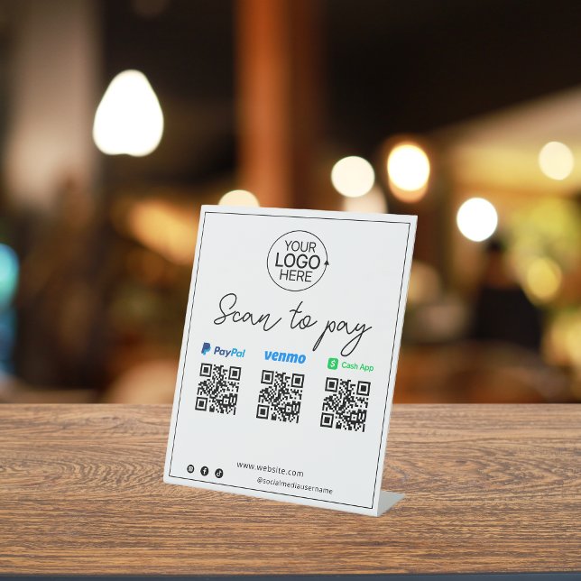 Expositor En L Script de pago móvil de aplicación de pago de pago (PayPal Venmo Cash App Mobile Payment Script Pedestal Sign)
