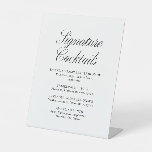 Expositor En L Script Signature Cocktails Formal Boda blanco (Anverso)