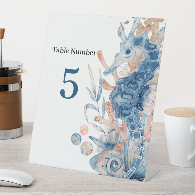 Expositor En L Seahorse shell under the sea baby boy shower  (In Situ)