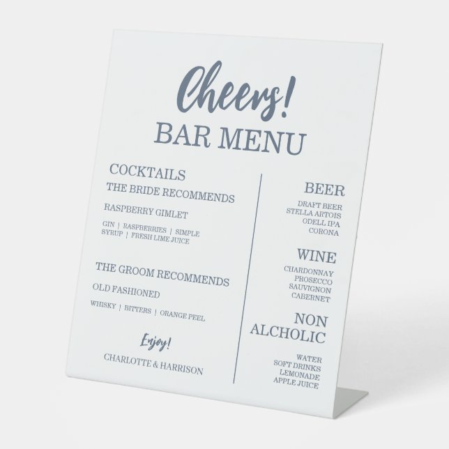 Expositor En L Seascape Coastal Wedding Blue Bar Menu (Anverso)