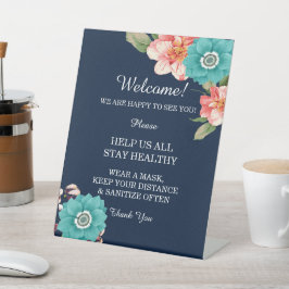 Expositor En L Seguridad Botánica Romántica Azul Y Rosa Floral