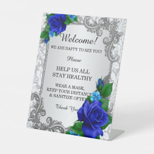 Expositor En L Seguridad de Bodas de Rosas azules elegantes