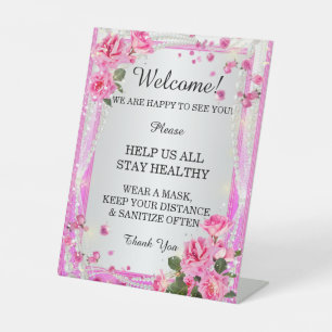 Expositor En L Seguridad De Los Bodas De Roses Y Perlas Rosadas