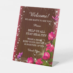 Expositor En L Seguridad de los Bodas florales rosados de madera