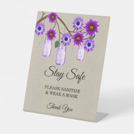 Expositor En L Seguridad del Boda Burlap Purple Floral Mason Jar