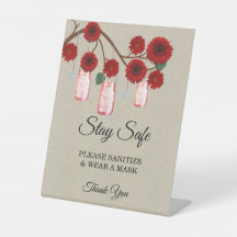 Seguridad del Boda Burlap Red Floral Mason Jar