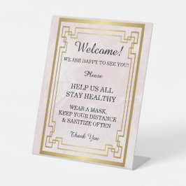 Expositor En L Seguridad del Boda de mármol rosa geométrico