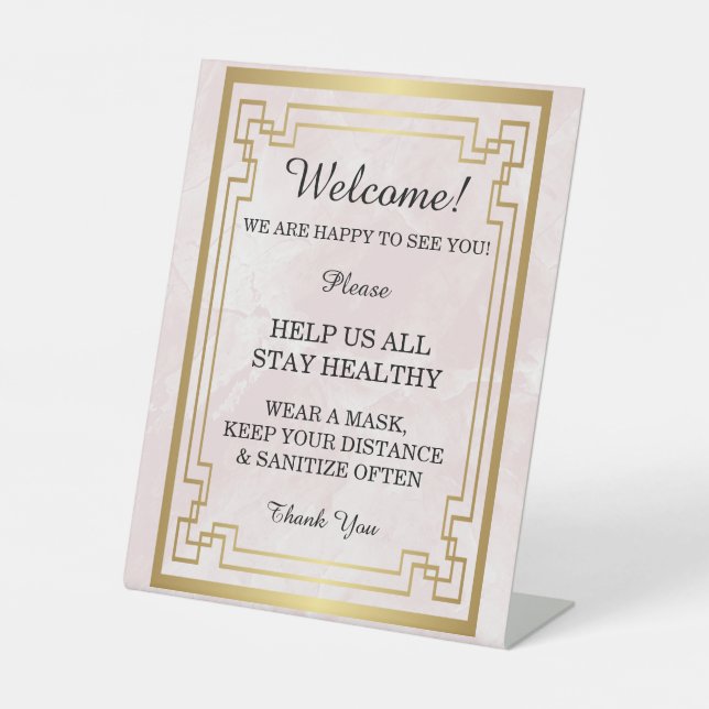 Expositor En L Seguridad del Boda de mármol rosa geométrico (Anverso)