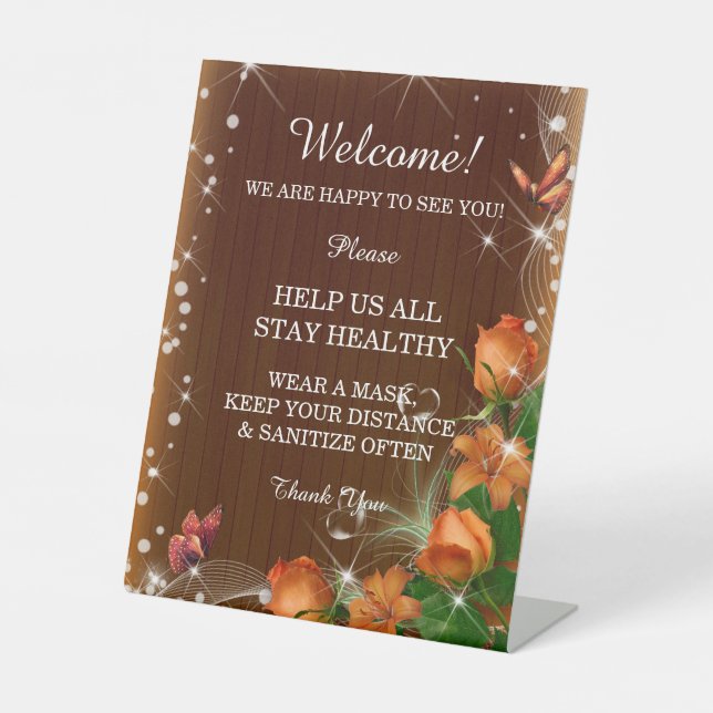 Expositor En L Seguridad del Boda floral del Naranja de Madera Os (Anverso)