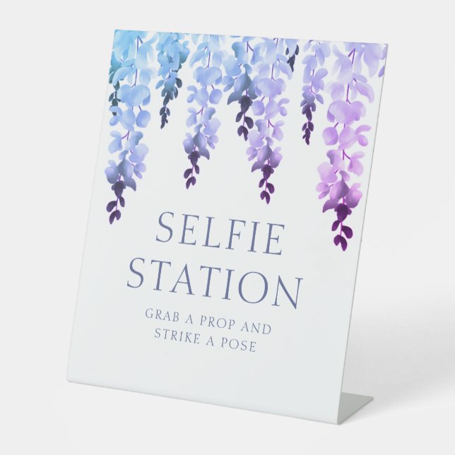 Expositor En L Selfie Station Purple Floral Script Boda (Anverso)