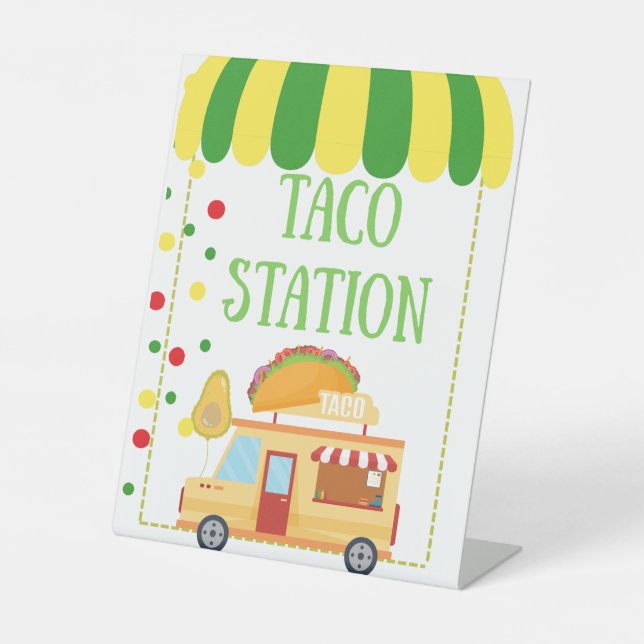 Expositor En L Señalización de comida de mesa para Taco Station (Anverso)