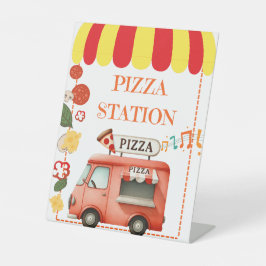 Expositor En L Señalización de comida en mesa estación de pizza