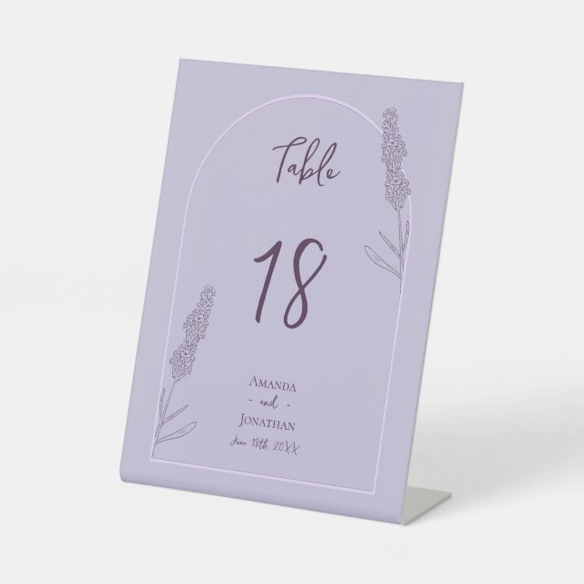 Expositor En L Sencilla y elegante lavanda florece la mesa Boda N (Anverso)