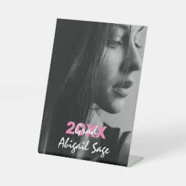 Expositor En L Sencilla y moderna foto de graduación rosa y blanc