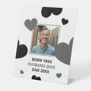 Expositor En L Sencillo Gris y Corazón Negro Marido Keepsake Phot