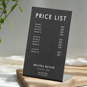 Expositor En L Servicio de lista de precios Rótulo Peatonal Negro