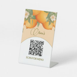 Expositor En L Servicios de menú Código QR Naranja Citrus Floral
