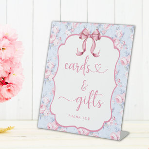 Expositor En L Shabby Chic Pink Bow Cards Gifts Brillante Shower