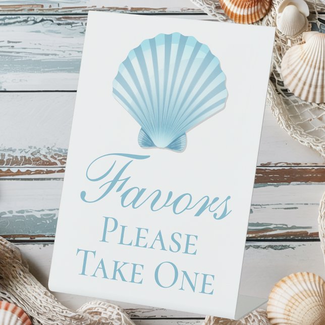 Expositor En L Shell Beach Nautical Blue Elegant Wedding Favor (Subido por el creador)