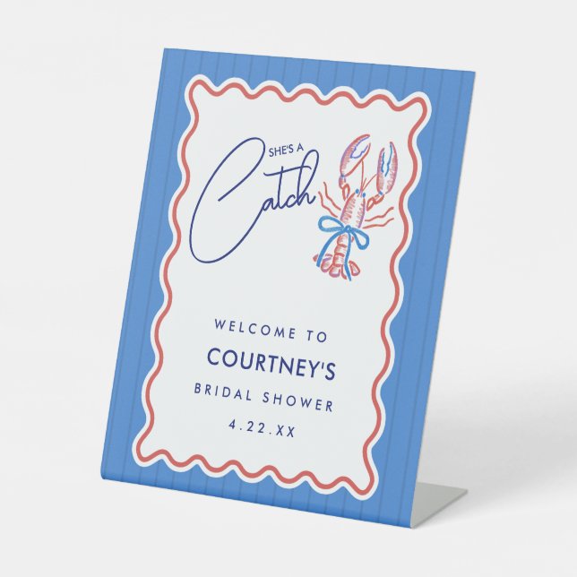 Expositor En L She's A Catch Coastal Lobster Bridal Shower (Anverso)