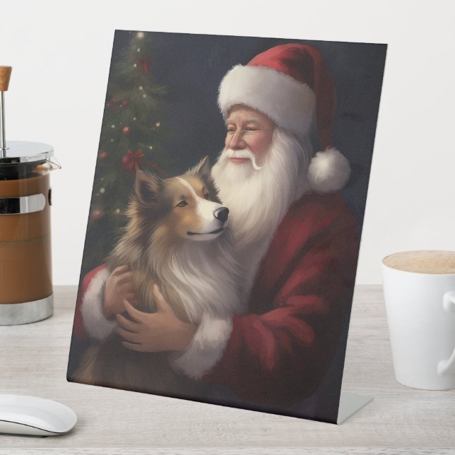 Expositor En L Shetland Sheepdog Santa Claus Navidades festivos (In Situ)