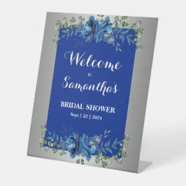 Expositor En L Shimmer plateado: ducha azul de novia floral