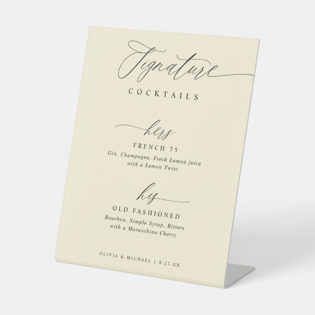 Expositor En L Signature Drinks Elegant Modern Cream Wedding (Anverso)