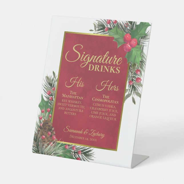 Expositor En L Signature Drinks Holly & Pine Christmas Wedding (Anverso)