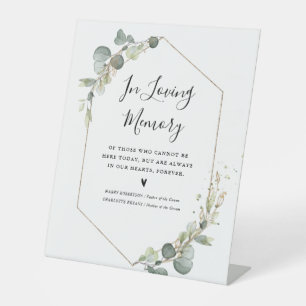 Expositor En L signo conmemorativo del boda eucalipto greenery
