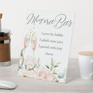 Expositor En L Signo de barra de Mimosa floral, caligrafía de Mod