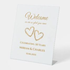 Expositor En L Signo de bienvenida al corazón dorado del 50° aniv