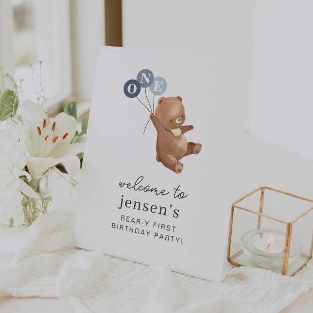 Expositor En L Signo de bienvenida con 3 globos azules (Subido por el creador)